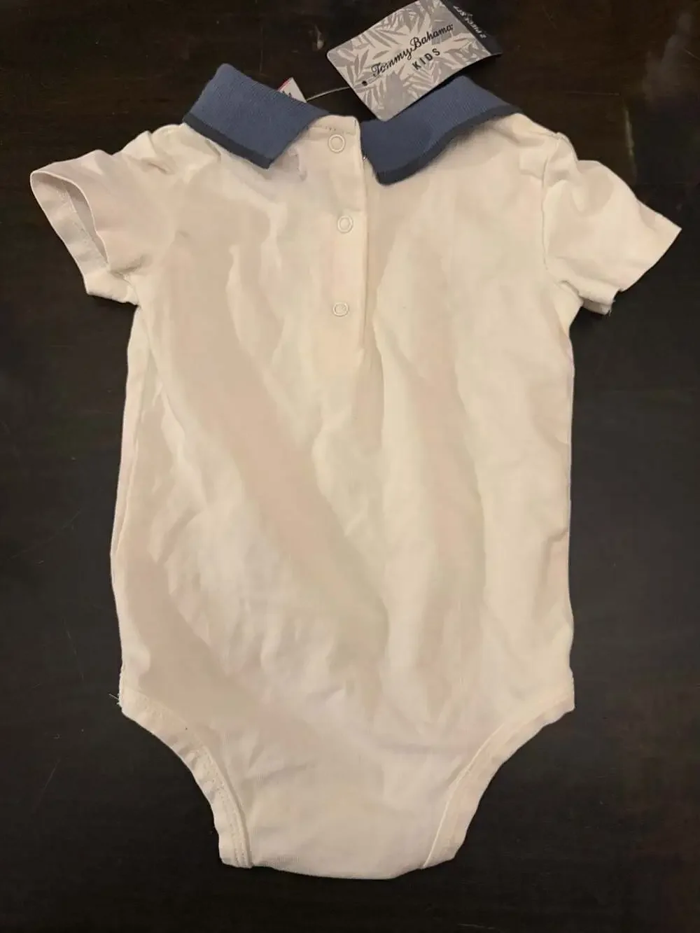 Tommy Bahama Kids White Short Sleeve Polo Bodysuit and Bucket Hat